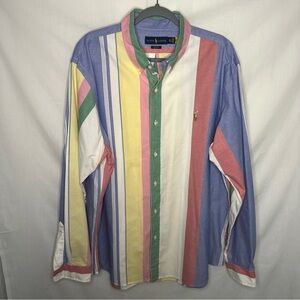 Ralph Lauren Polo Blue and Pink Oxford Button Down Shirt Long Sleeve